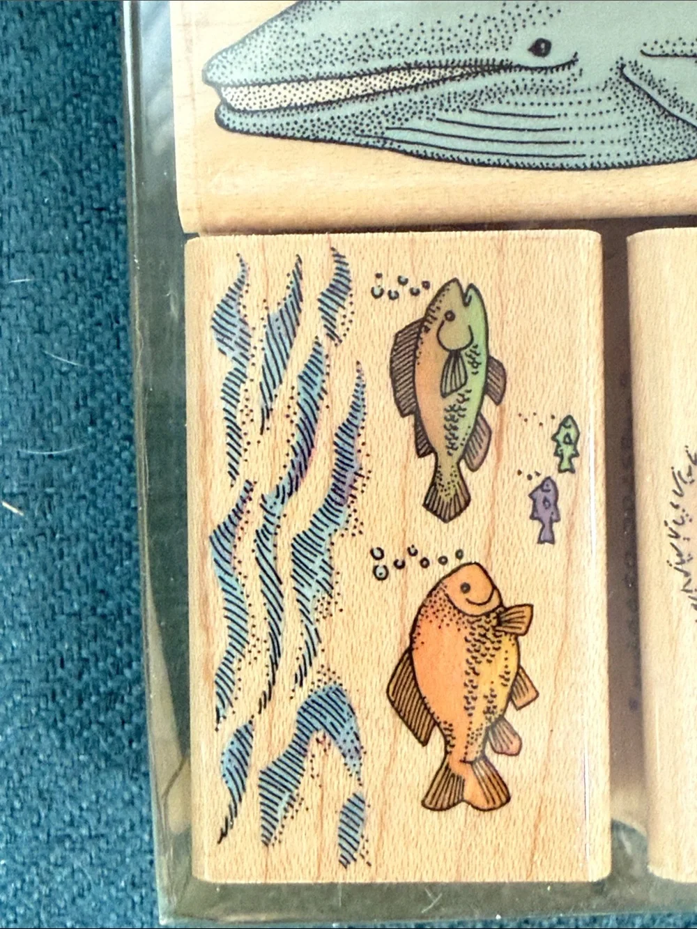 Hero Arts Ocean Animals Wooden Rubber Stamp Set — Whale, Turtle, Dolphin, Otter